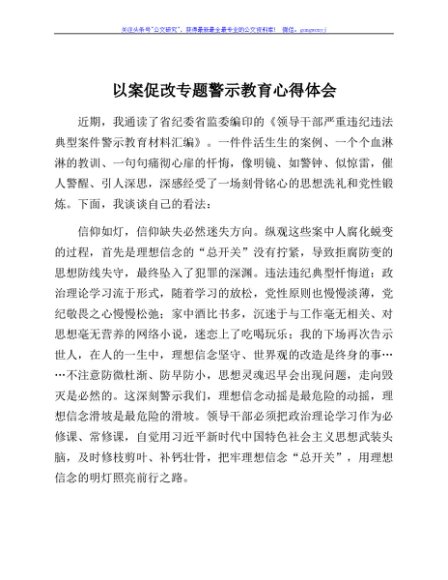 以案促改专题警示教育心得体会