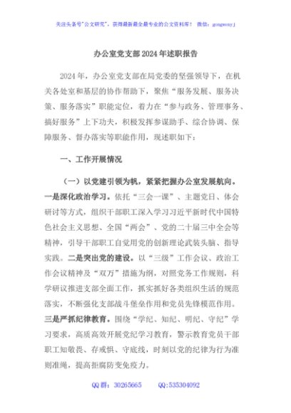 办公室党支部2024年述职报告