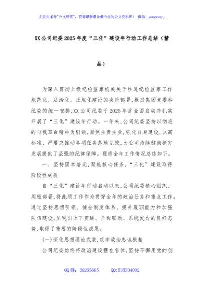 XX公司纪委2025年度“三化”建设年行动工作总结（精品）