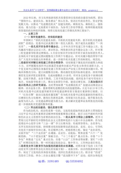 市文旅局在“机关党建提升年”活动党建座谈发言