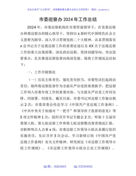 巡察办2024年工作总结