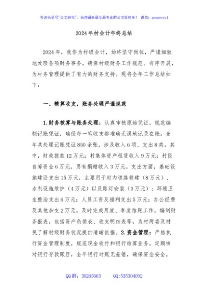 2024年村会计年终总结