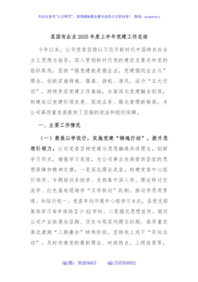 某国有企业2025年度上半年党建工作总结