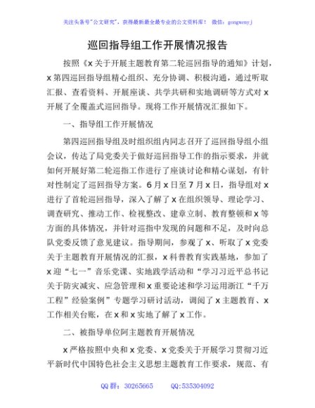 主题教育巡回指导组工作开展情况总结报告2200字