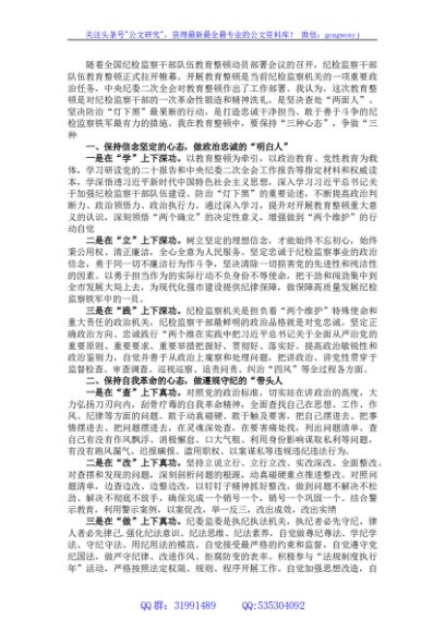2023年纪检监察干部队伍教育整顿心得体会及研讨发言材料