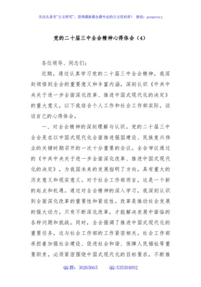 党的二十届三中全会精神心得体会（4）