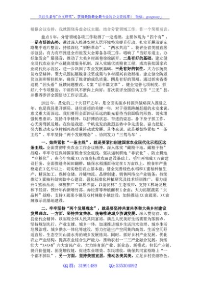 县委副书记在县委务虚会上的发言