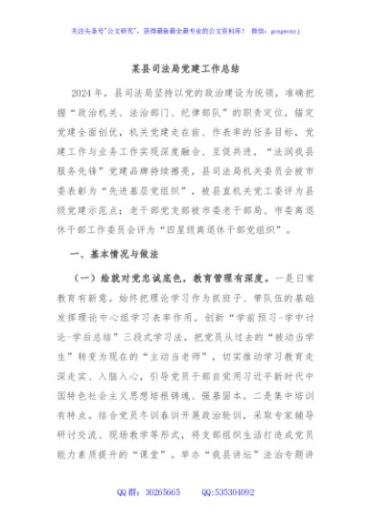 某县司法局党建工作总结