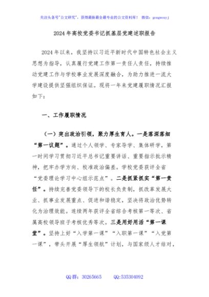 2024年高校党委书记抓基层党建述职报告