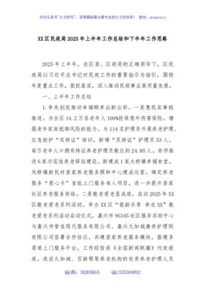 XX区民政局2025年上半年工作总结和下半年工作思路