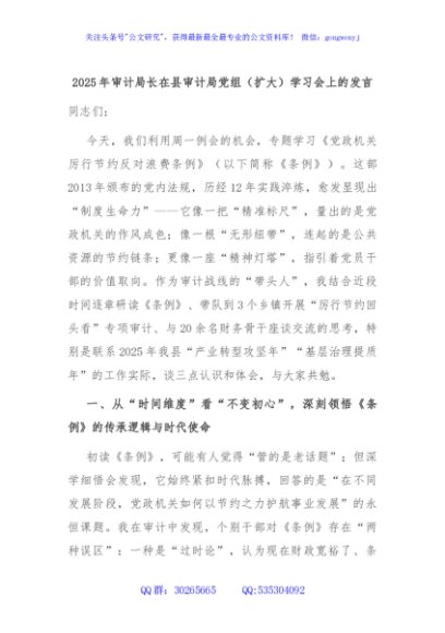 2025年审计局长在县审计局党组（扩大）学习会上的发言