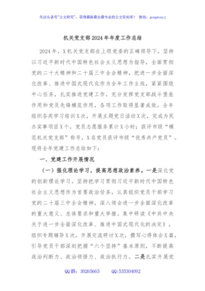 机关党支部2024年年度工作总结