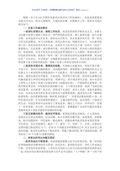 局党组关于开展作风建设自查自纠情况报告