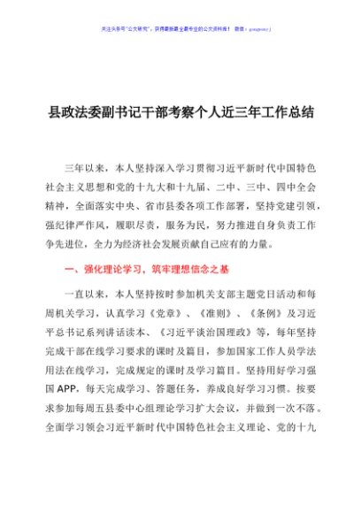 县政法委副书记干部考察个人近三年工 作总结