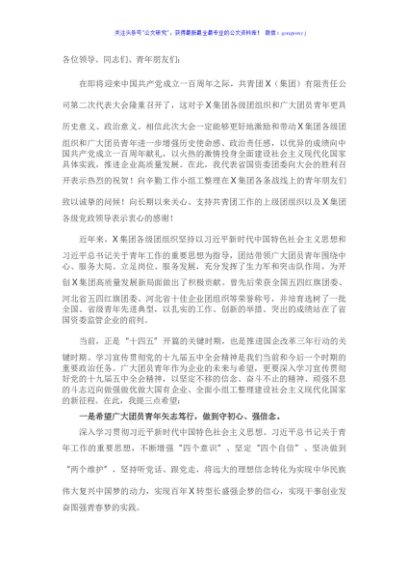 在X集团公司第二次团代会上的讲话（二）