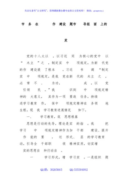 市商务局在深入贯彻作风建设专题市委督导组见面会上的汇报发言