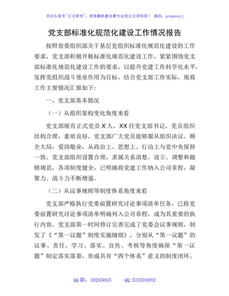国企党支部标准化规范化建设工作情况总结报告（4500字）