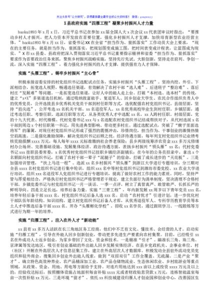 X县政府实施“四雁工程”_凝聚乡村振兴人才力量