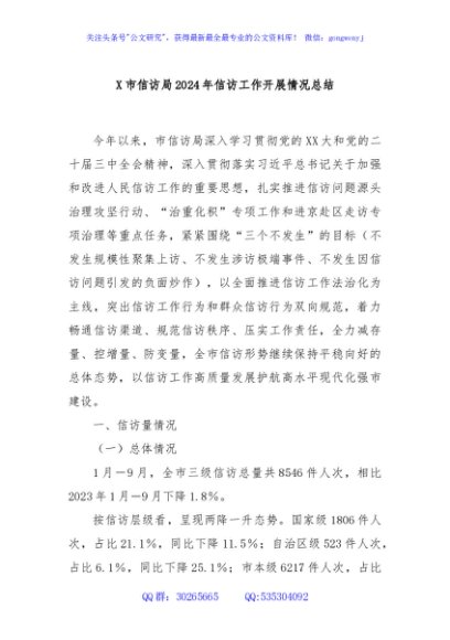 X市信访局2024年信访工作开展情况总结
