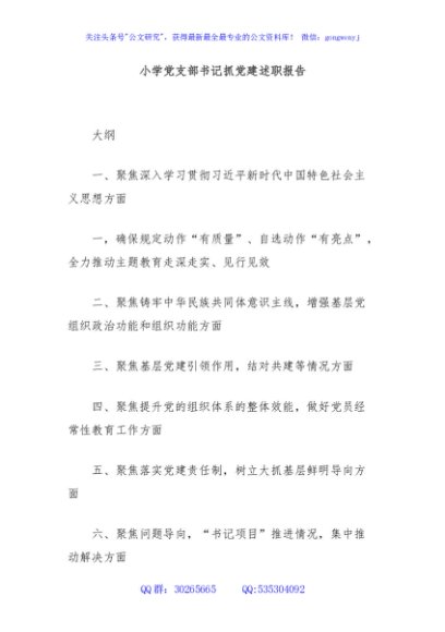小学党支部书记抓党建述职报告