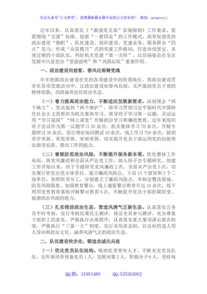 最强党支部创建典型材料