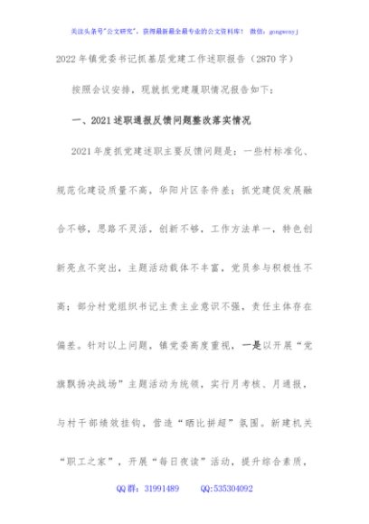 2022年镇党委书记抓基层党建工作述职报告