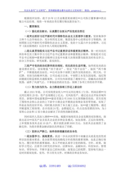 国企党委政治谈话发言材料
