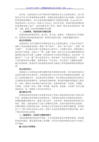 交流发言：“红色引擎”推动企业高质量转型发展