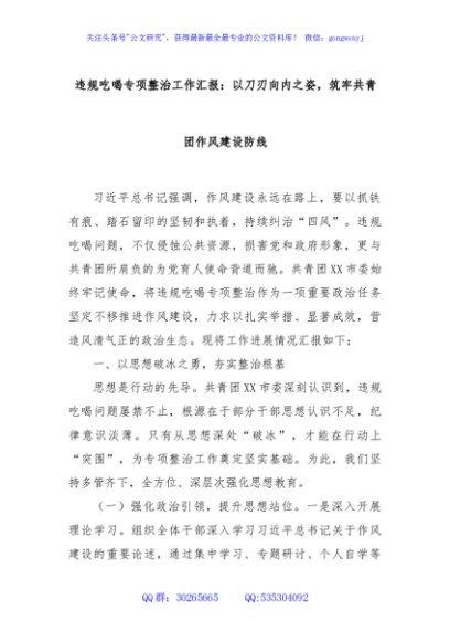 违规吃喝专项整治工作汇报：以刀刃向内之姿，筑牢共青团作风建设防线