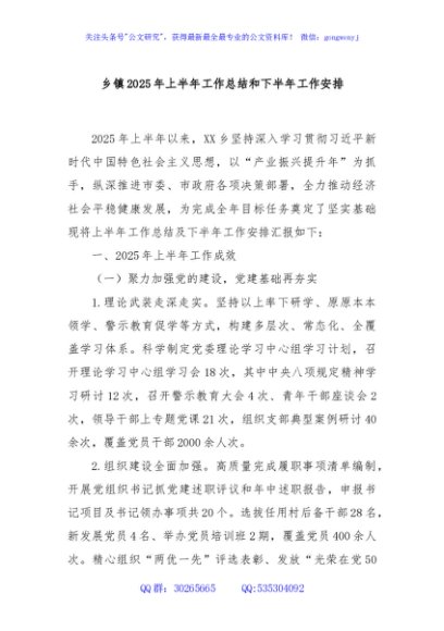 乡镇2025年上半年工作总结和下半年工作安排