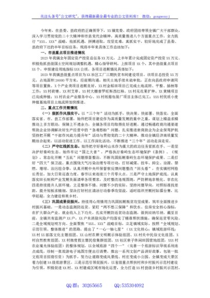 镇党委、政府2023年上半年工作总结的报告