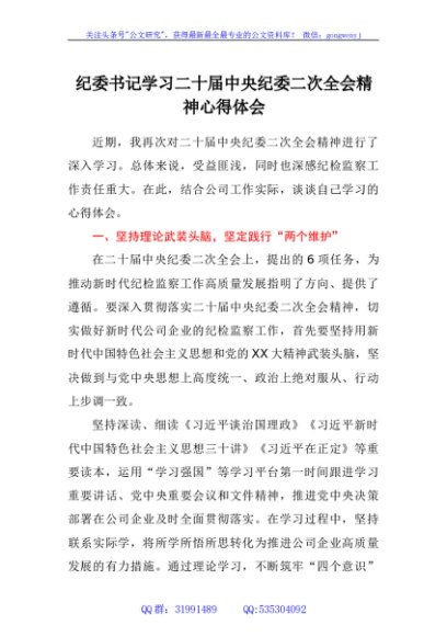 纪委书记学习二十届中央纪委二次全会精神心得体会