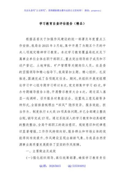 学习教育自查评估报告（精品）