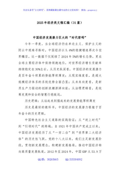 (31篇)2025年经济类文稿汇编