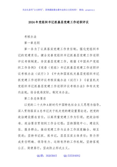 2024年党组织书记抓基层党建工作述职评议