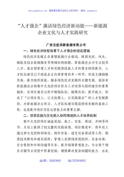“人才强企”激活绿色经济新动能——新能源企业文化与人才实践研究
