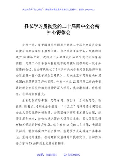 县长学习贯彻党的二十届四中全会精神心得体会
