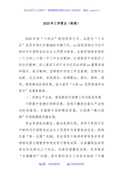 2025年工作要点（街道）