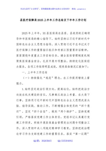 县医疗保障局2025上半年工作总结及下半年工作计划