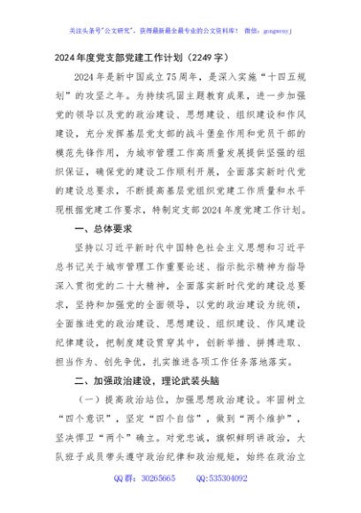 2024年度党支部党建工作计划要点