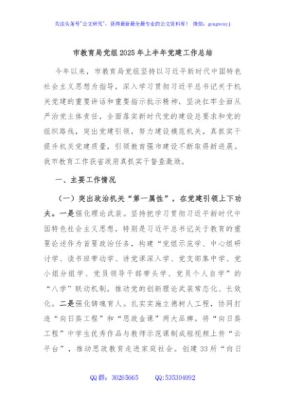 市教育局党组2025年上半年党建工作总结