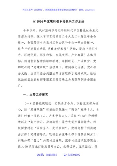村2024年党建引领乡村振兴工作总结