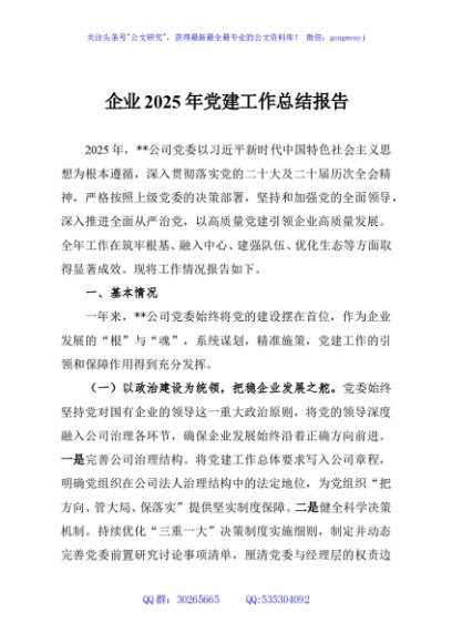 企业2025年党建工作总结报告
