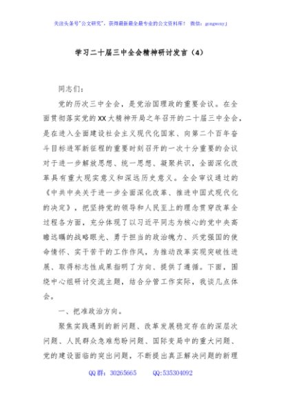 学习二十届三中全会精神研讨发言（4）