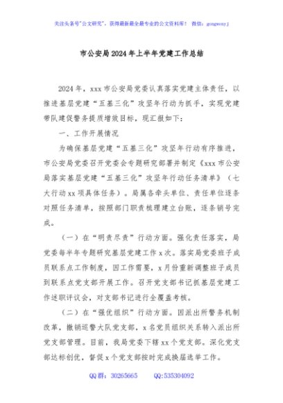 市公安局2024年上半年党建工作总结