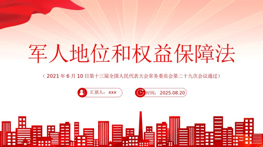 简洁风《军人地位和权益保障法》PPT课件