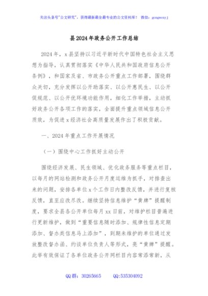 县2024年政务公开工作总结