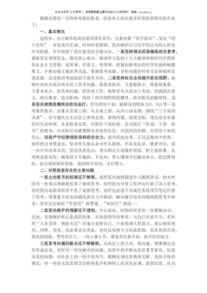 领导干部政治建设个人自查报告