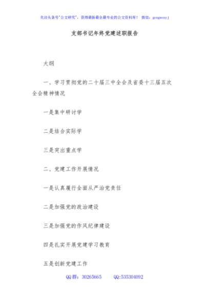 支部书记年终党建述职报告