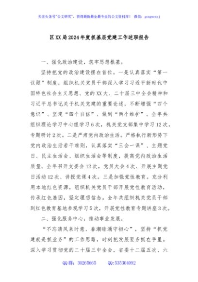 区XX局2024年度抓基层党建工作述职报告